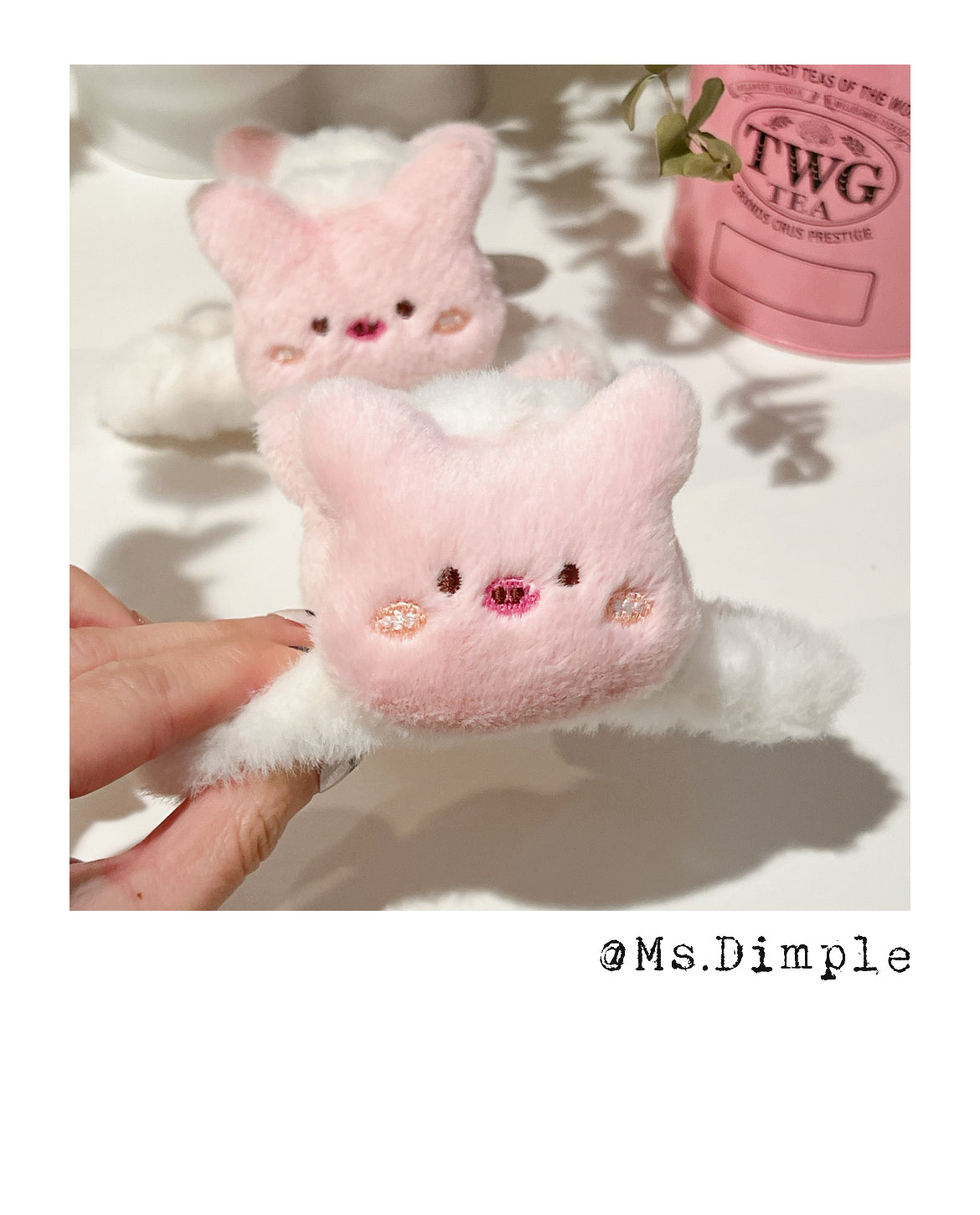 Fluffy Pinky Piggy Hair Claw Clip