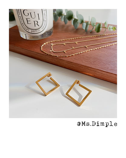 18K Gold Plated Square Earrings