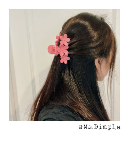 Pink Flowers Hair Claw Clip