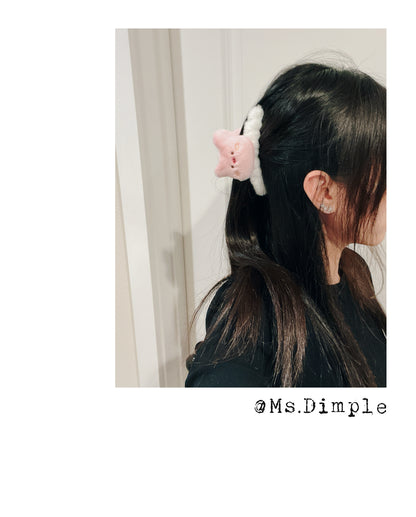 Fluffy Pinky Piggy Hair Claw Clip