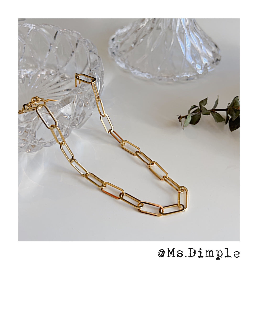 18K Gold Plated Paper Clip Chain Link Necklace