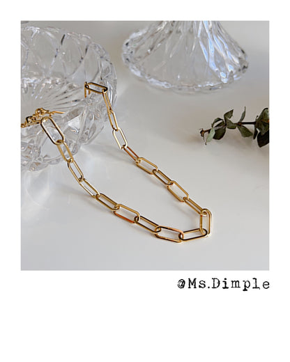 18K Gold Plated Paper Clip Chain Link Necklace