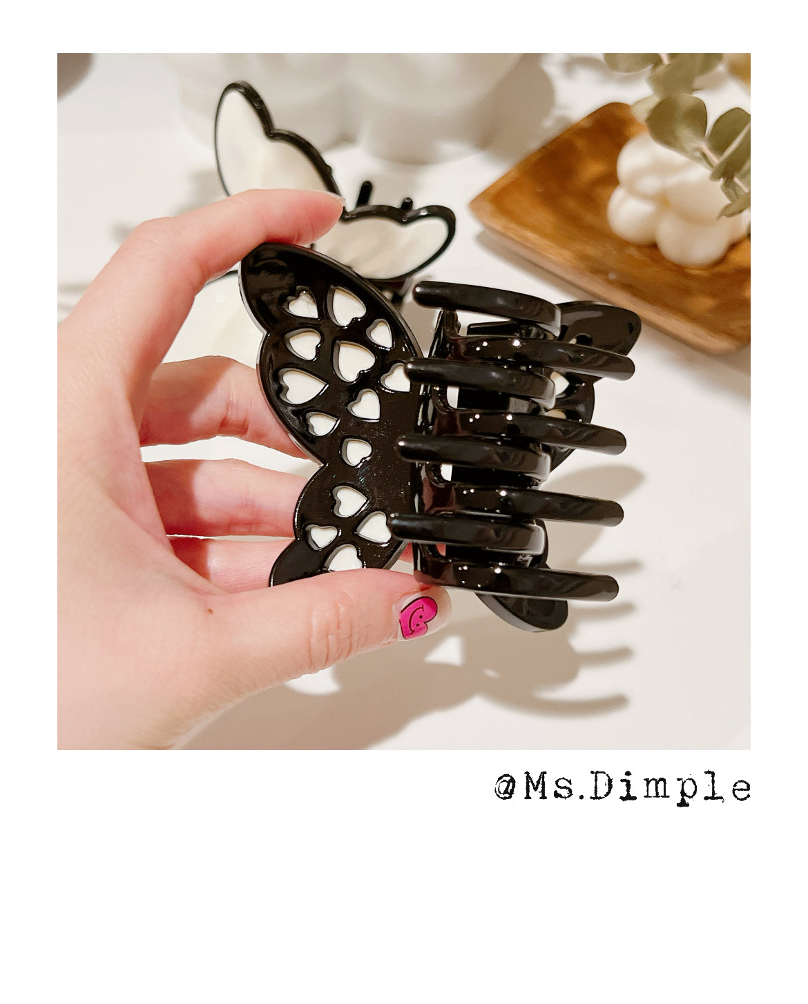 3D Butterfly Black And White Hair Claw Clip