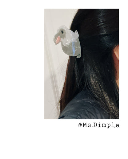 Gray Small Rabbit Bunny Hair Claw Clip