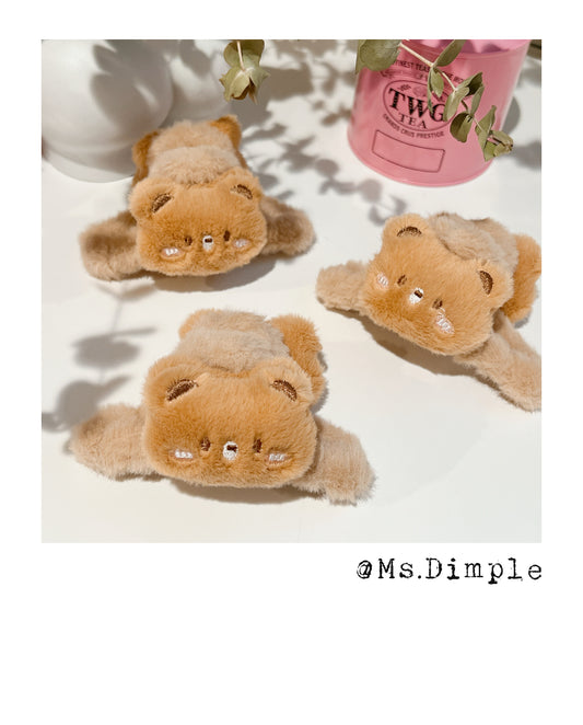 Fluffy Cute Brown Bear Hair Claw Clip