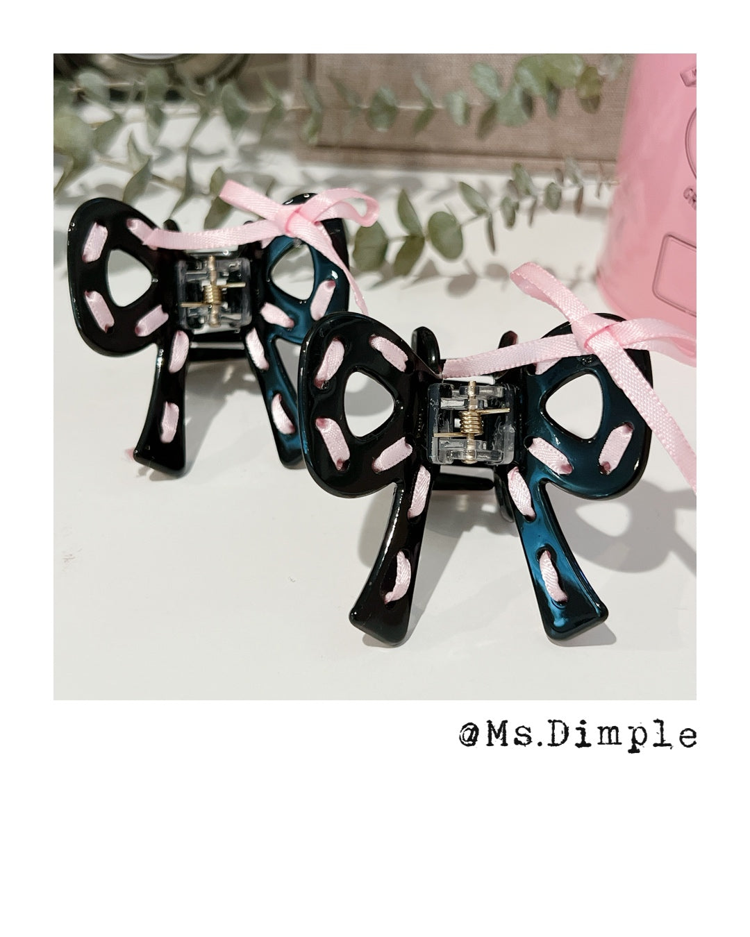 Small Blackpink Ribbon Hair Claw Clip