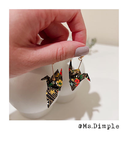 18k Gold Plated Handmade Lucky Blessing Origami Earrings