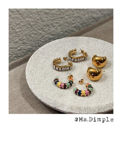 18K Gold Plated Colorful Stainless Steel Earrings