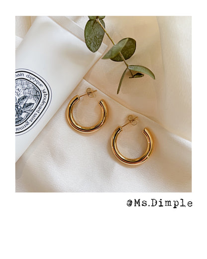 18K Gold Plated Stainless Steel Simple Timeless Classic Hoop Earrings