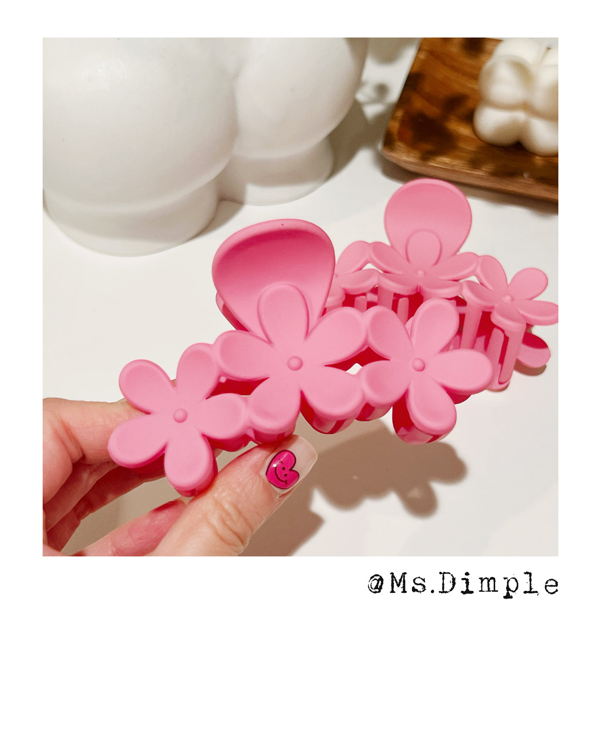 Pink Flowers Hair Claw Clip