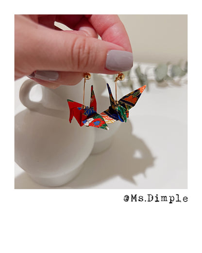 18k Gold Plated Handmade Lucky Blessing Origami Earrings