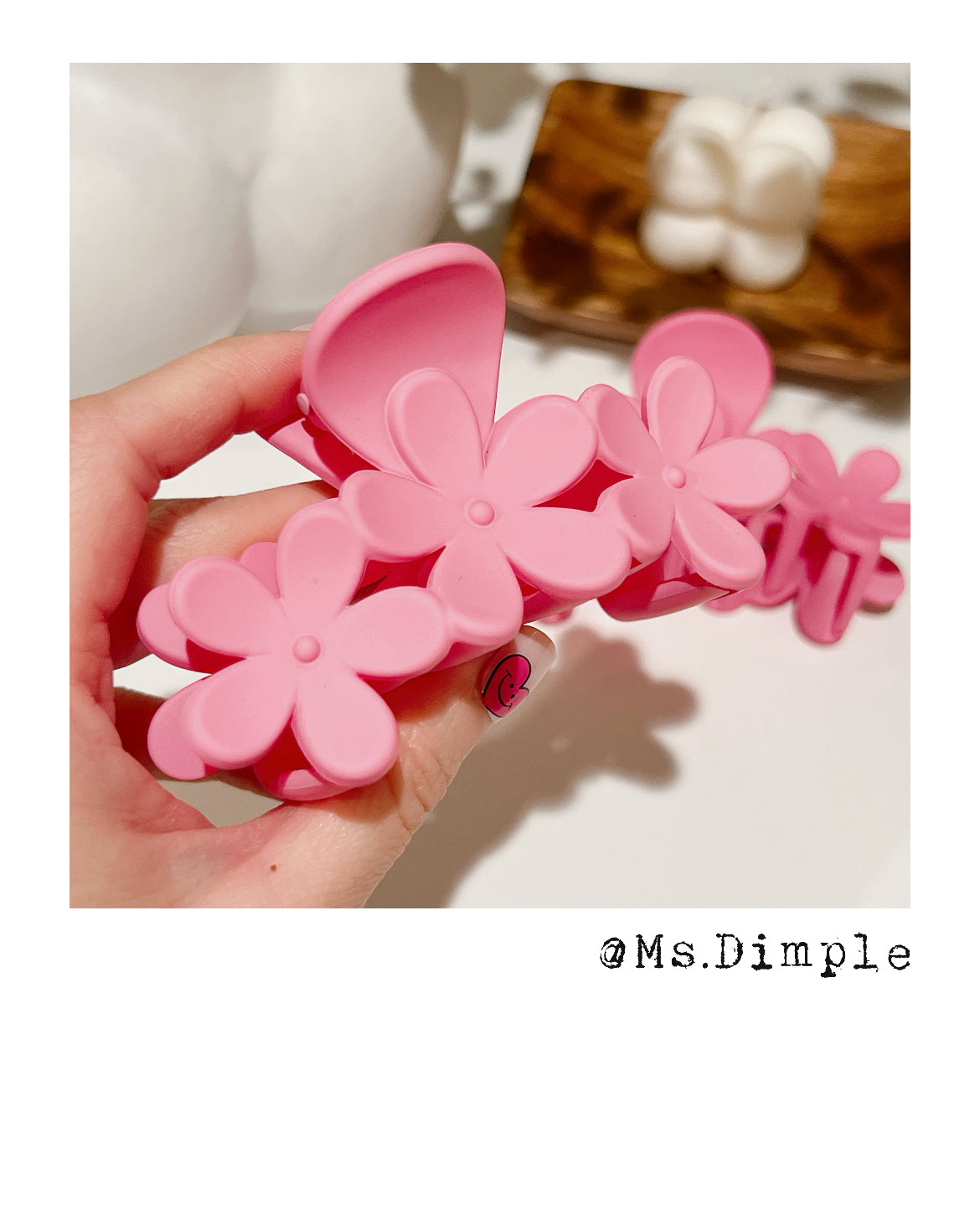 Pink Flowers Hair Claw Clip