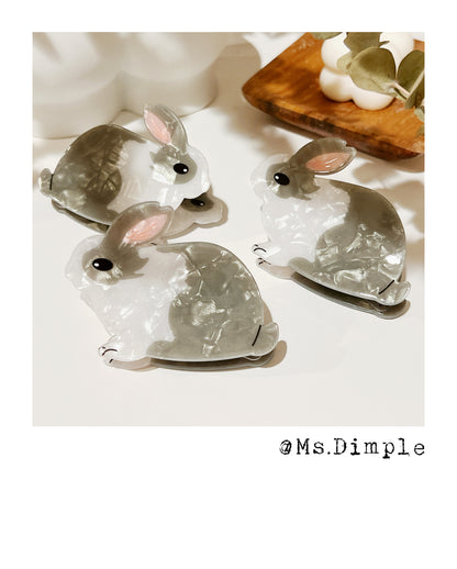 Gray Small Rabbit Bunny Hair Claw Clip