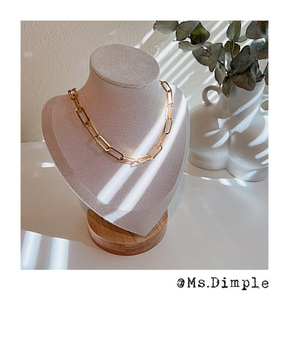 18K Gold Plated Paper Clip Chain Link Necklace