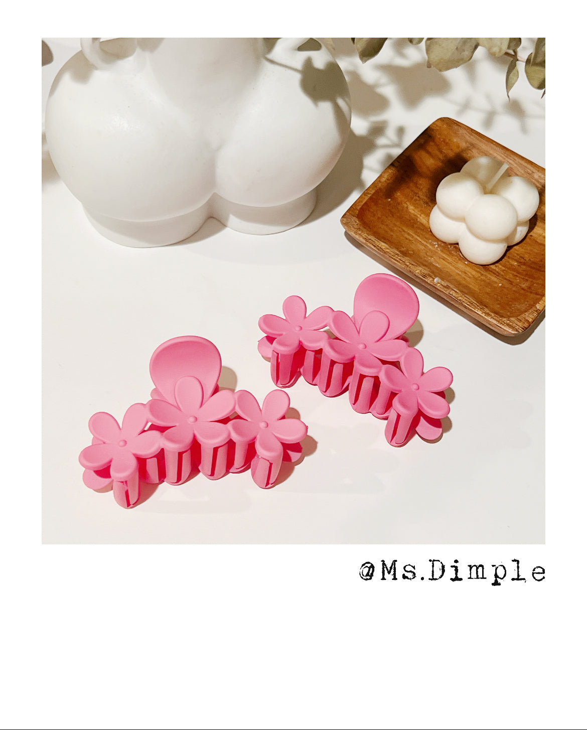 Pink Flowers Hair Claw Clip