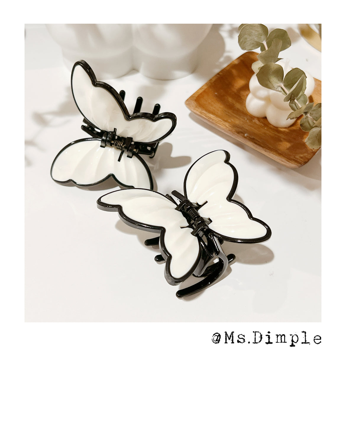 3D Butterfly Black And White Hair Claw Clip