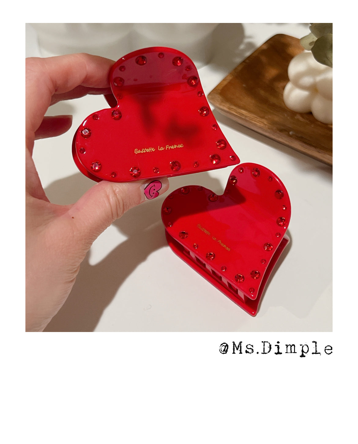 Red Love Shape Small Hair Claw Clip