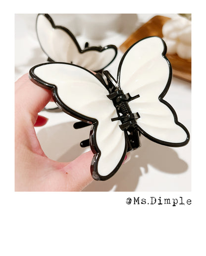 3D Butterfly Black And White Hair Claw Clip