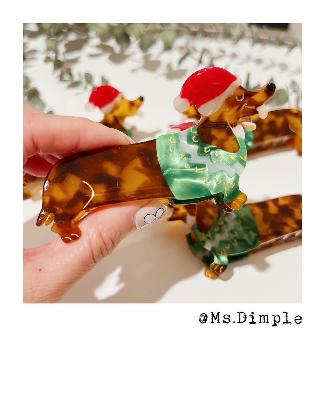 Cute Small Christmas Xmas Dachshund Dog Lover Hair Claw Clip