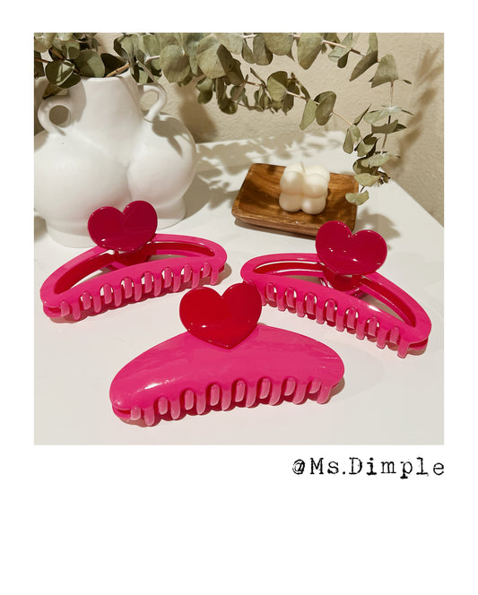 Big Pink Heart Valentines Day Hair Claw Clip