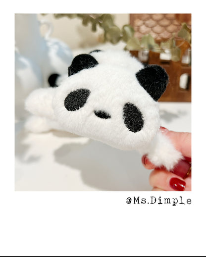 Fluffy Black And White Panda Hair Claw Clip