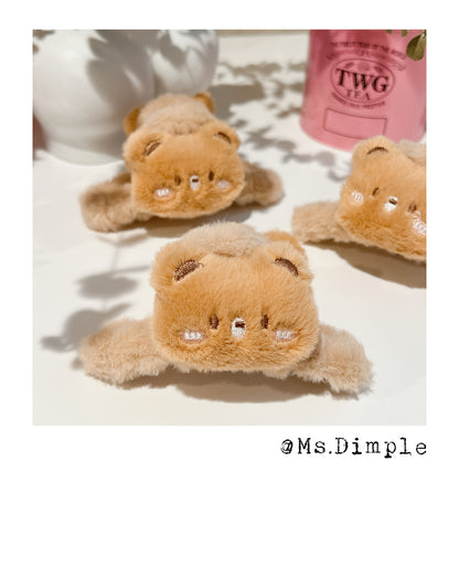 Fluffy Cute Brown Bear Hair Claw Clip