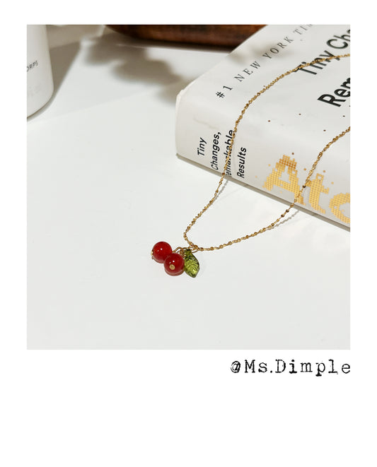 18K Gold Plated Cherry Stainless Steel Necklace