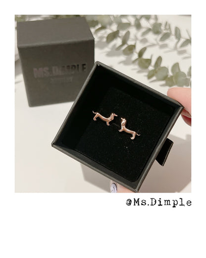 S925 Unique Dachshund Lover Studs Earrings