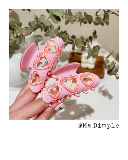 Valentines Day Pink Heart Hair Claw Clip