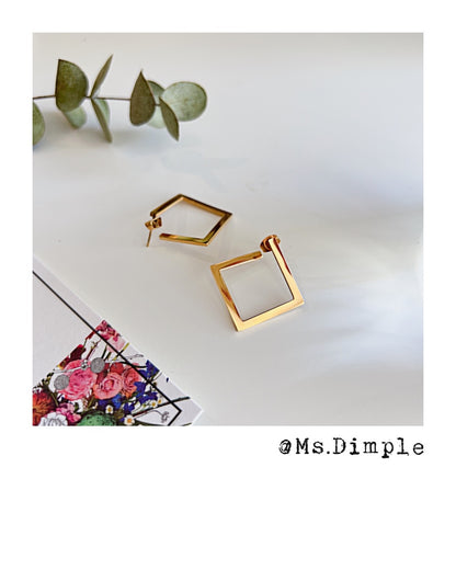 18K Gold Plated Square Earrings