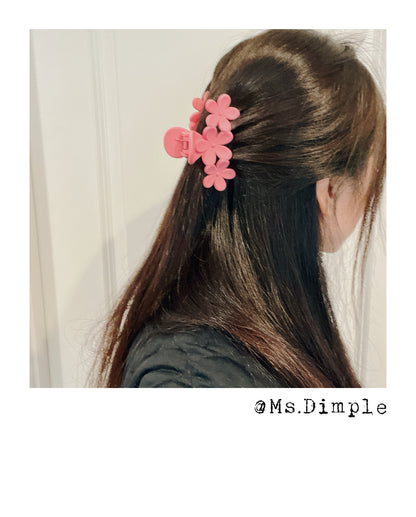 Pink Flowers Hair Claw Clip