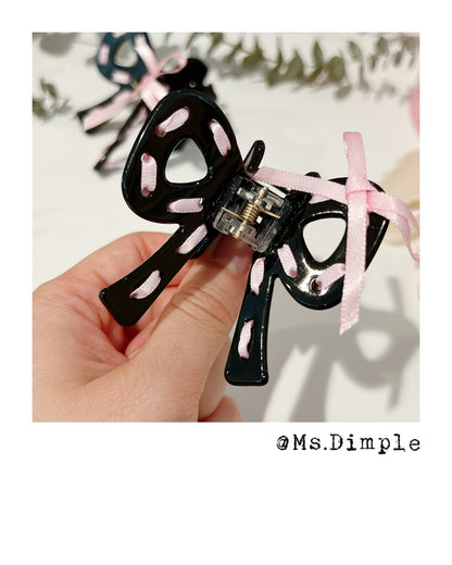 Small Blackpink Ribbon Hair Claw Clip