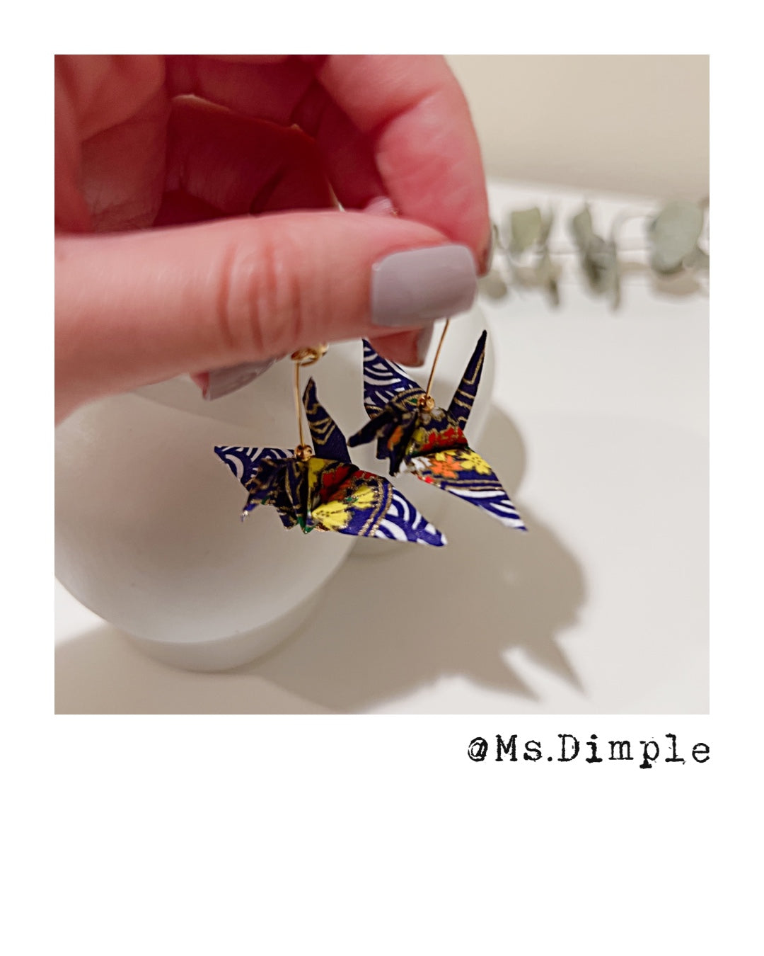 18k Gold Plated Handmade Lucky Blessing Origami Earrings