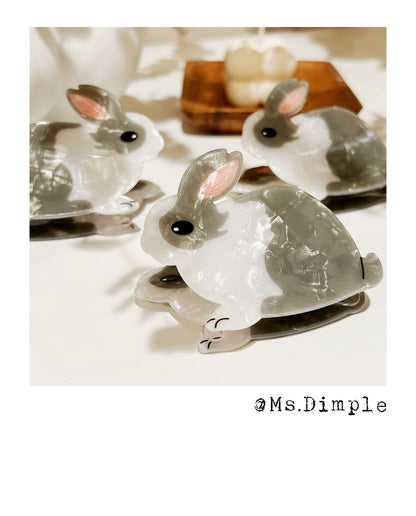 Gray Small Rabbit Bunny Hair Claw Clip