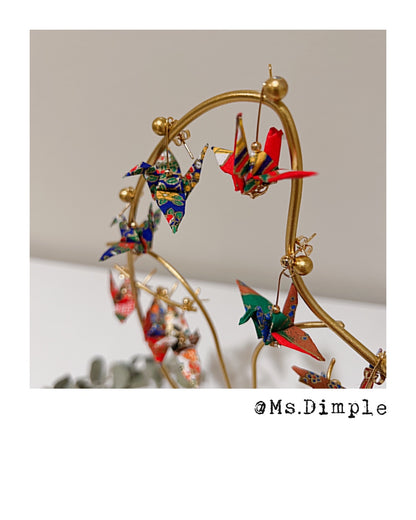 18k Gold Plated Handmade Lucky Blessing Origami Earrings