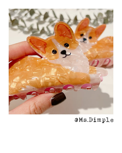 Medium Size Corgi Hair Claw Clip