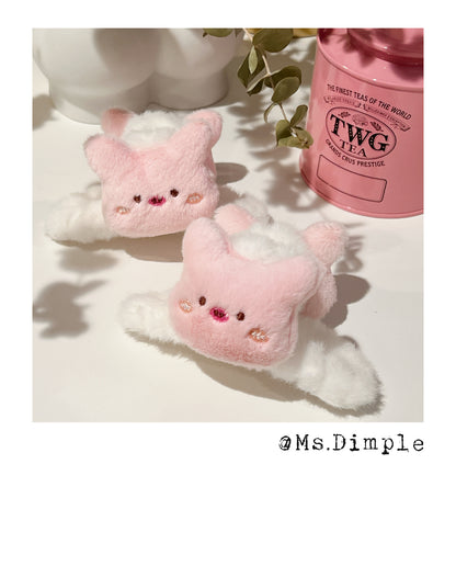 Fluffy Pinky Piggy Hair Claw Clip