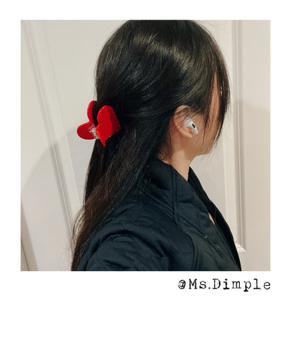 Red Love Shape Small Hair Claw Clip