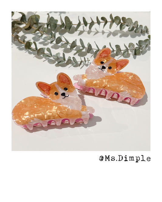 Medium Size Corgi Hair Claw Clip