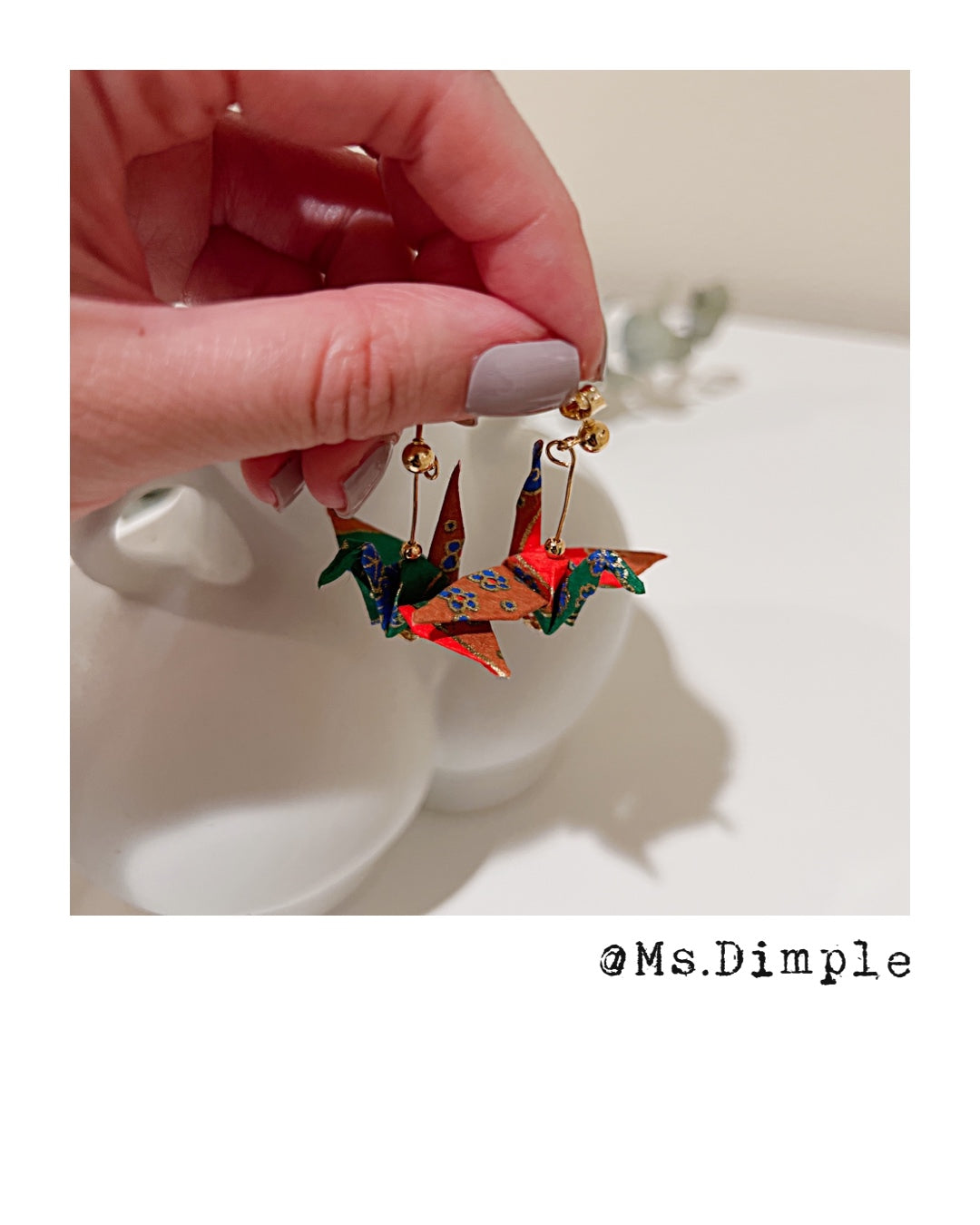 18k Gold Plated Handmade Lucky Blessing Origami Earrings