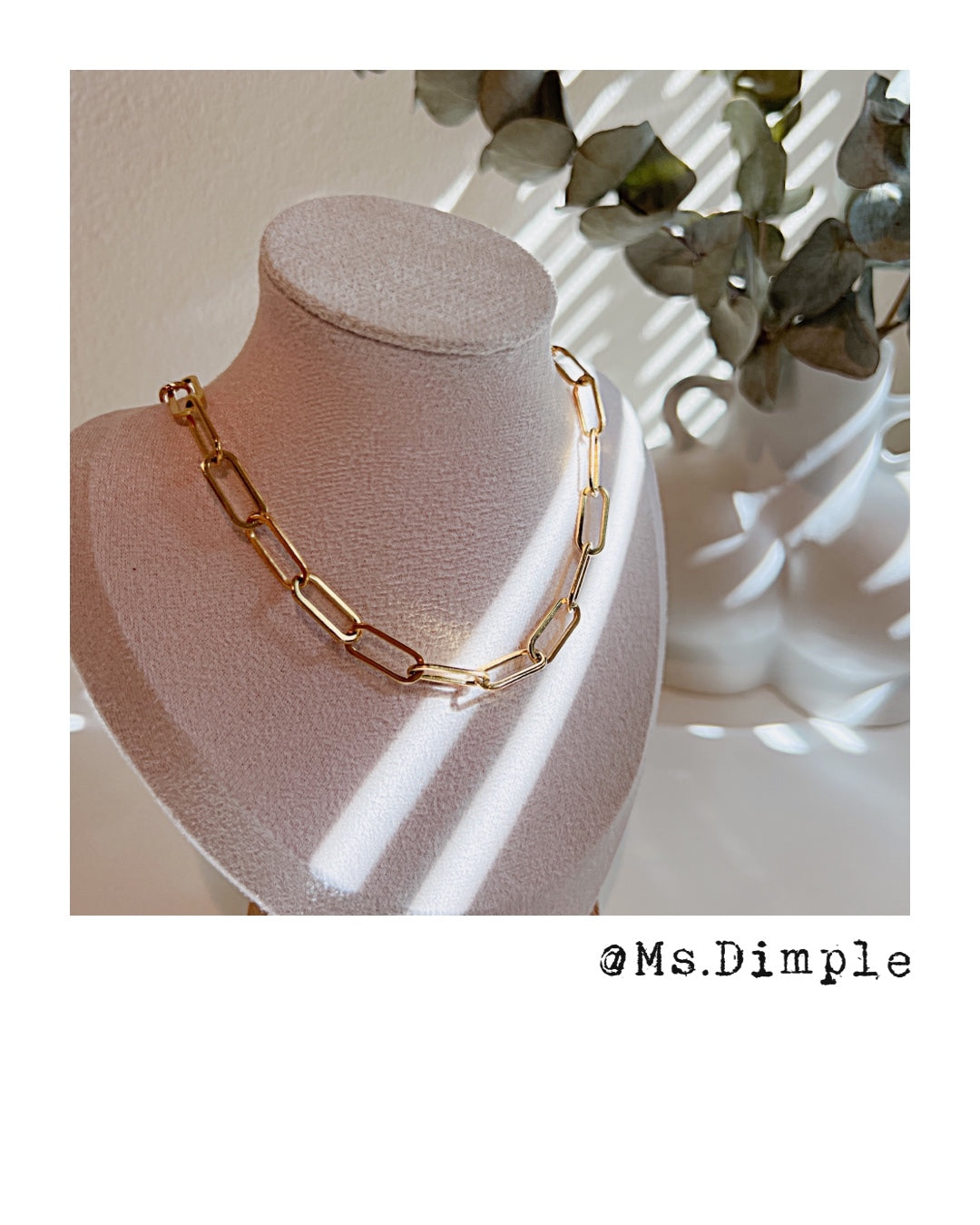 18K Gold Plated Paper Clip Chain Link Necklace