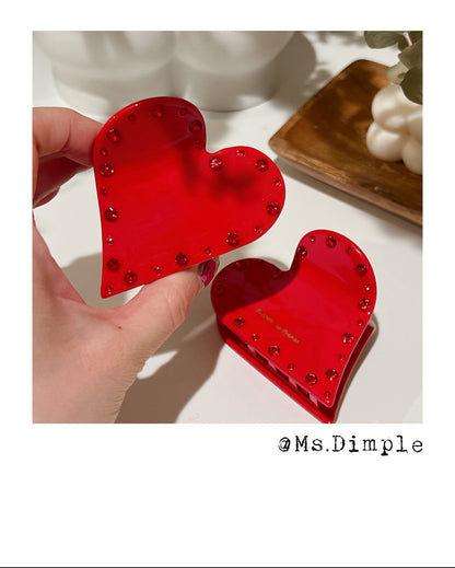 Red Love Shape Small Hair Claw Clip