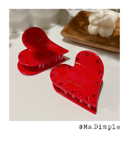 Red Love Shape Small Hair Claw Clip