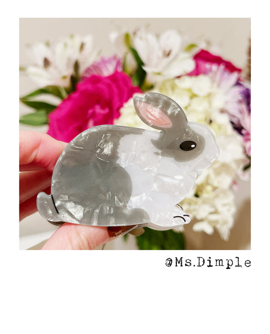 Gray Small Rabbit Bunny Hair Claw Clip