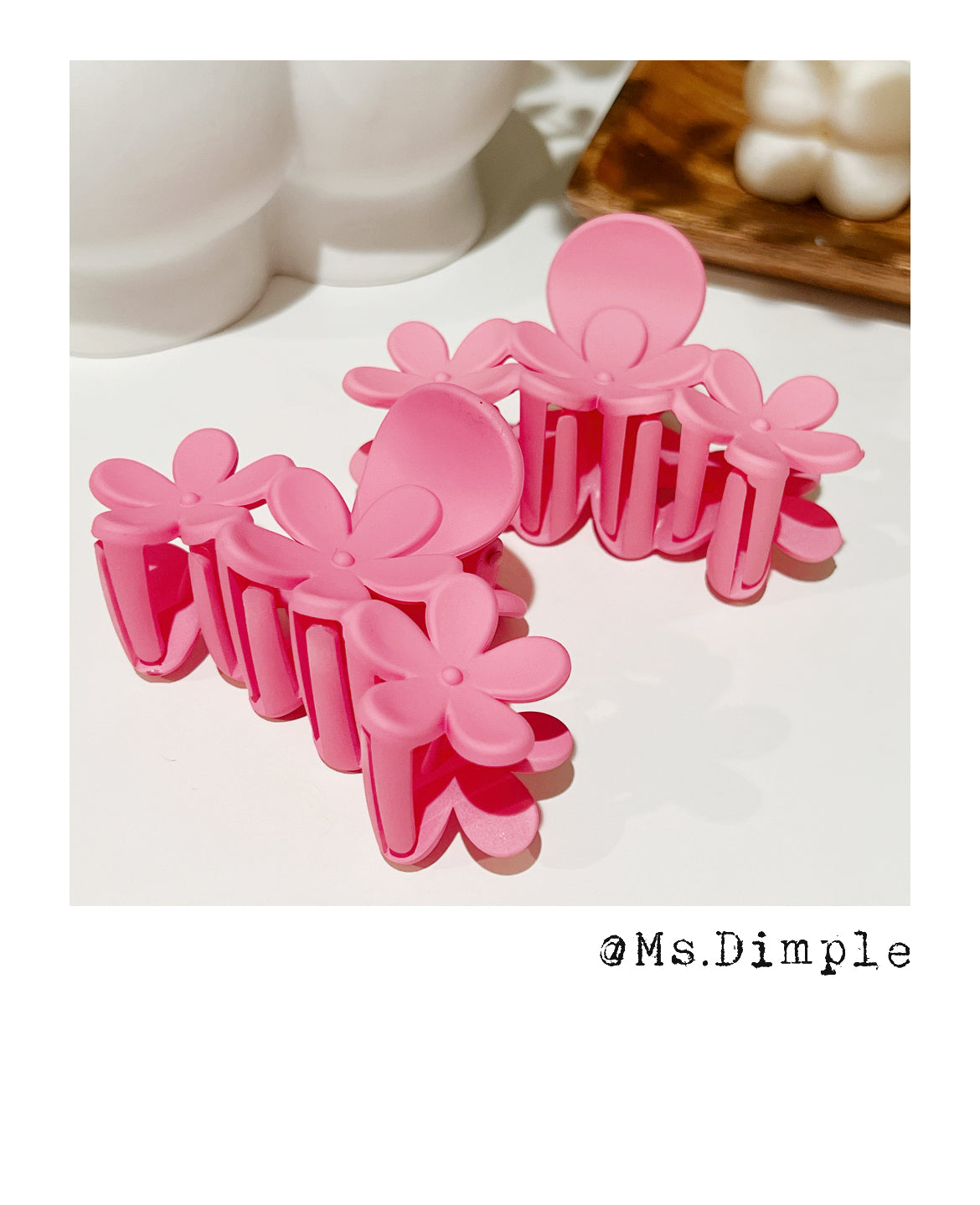 Pink Flowers Hair Claw Clip