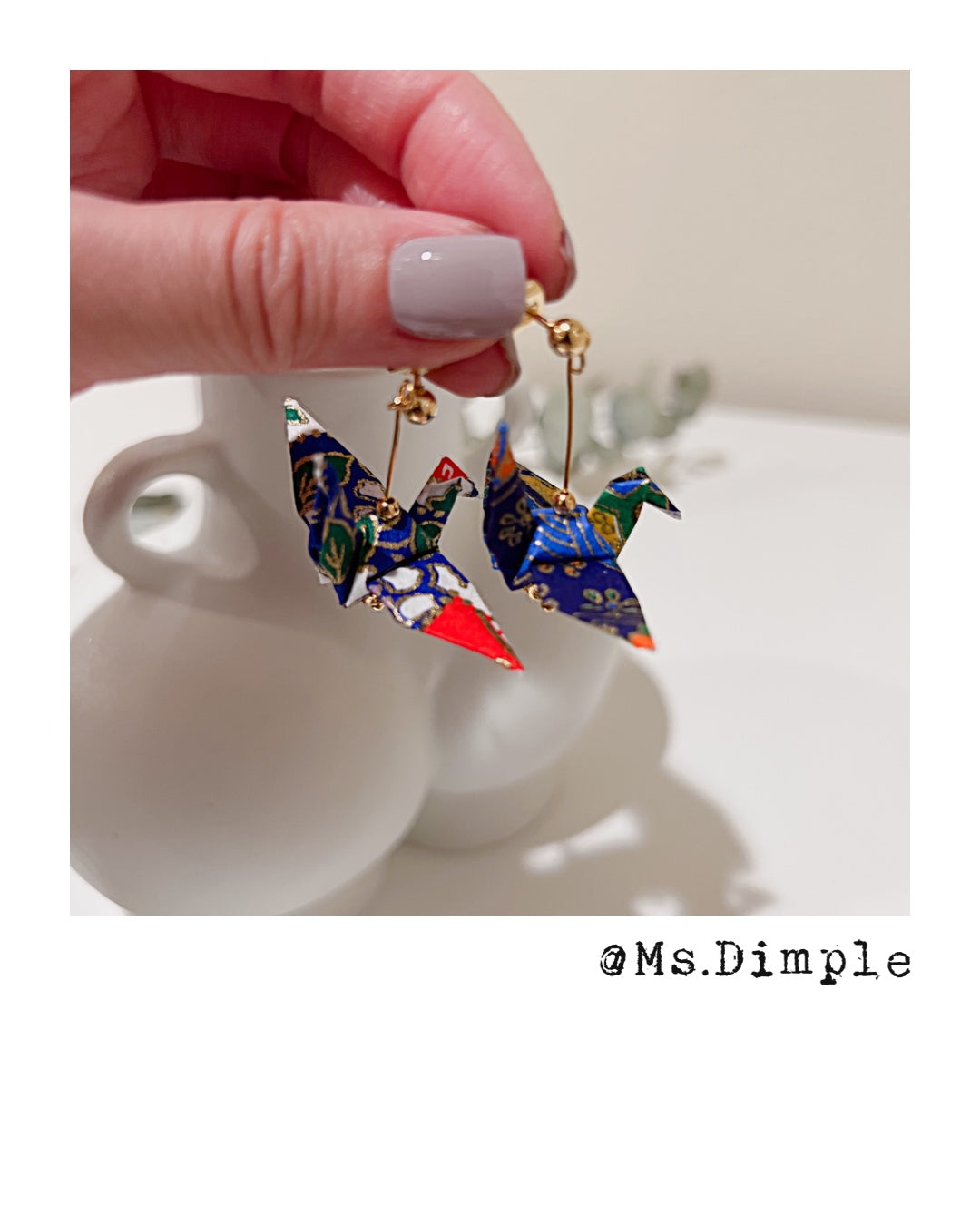 18k Gold Plated Handmade Lucky Blessing Origami Earrings