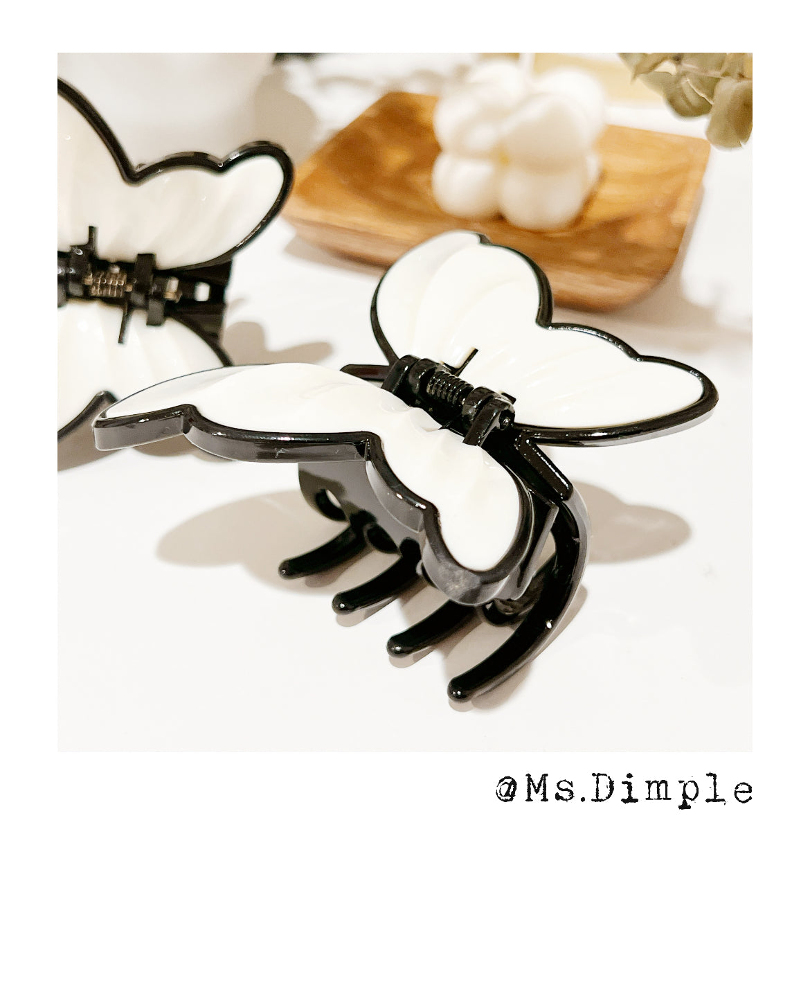 3D Butterfly Black And White Hair Claw Clip