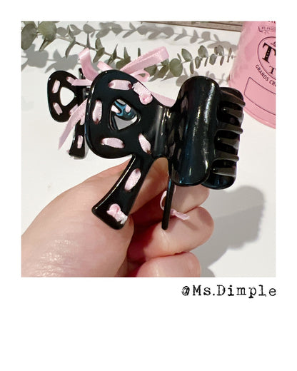 Small Blackpink Ribbon Hair Claw Clip