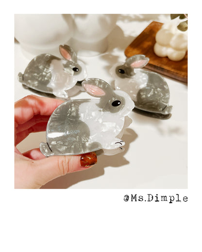 Gray Small Rabbit Bunny Hair Claw Clip