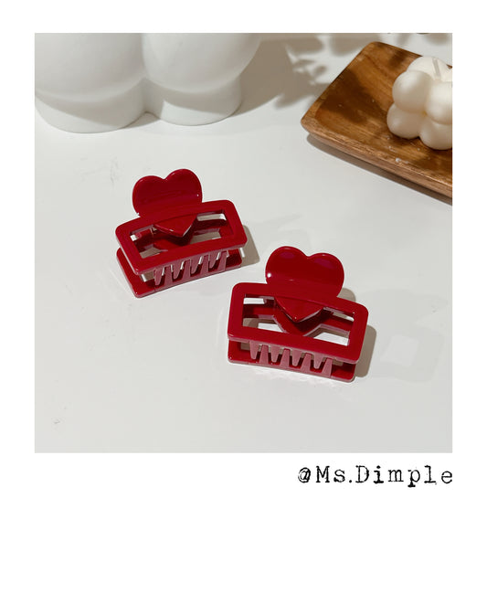 Small Red Heart Hair Claw Clip